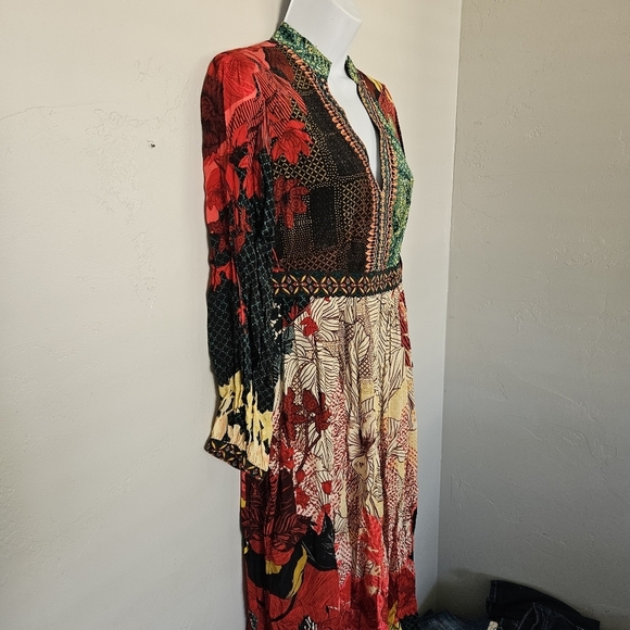 Bhanuni by Jyoti Anthropologie Women's 0P Obsidian Dress Maxi Long Sleeve Boho - Picture 7 of 13